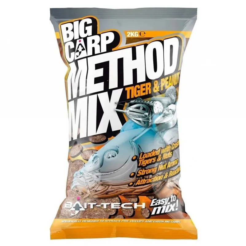 Bait-Tech Krmítková směs Big Carp Method Mix - Tiger & Peanut 2kg - Velmi populární