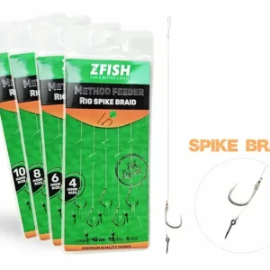 Akční cena - ZFISH Návazec Method Feeder Rig Spike Braid 5 ks, Velikost Háčku, 4