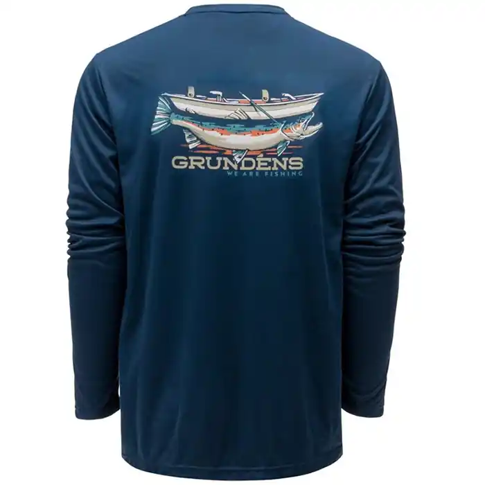 Tričko Grundéns Tech Tee LS Drift Boat Blue Abyss Velikost S - Právě uvedeno na trh