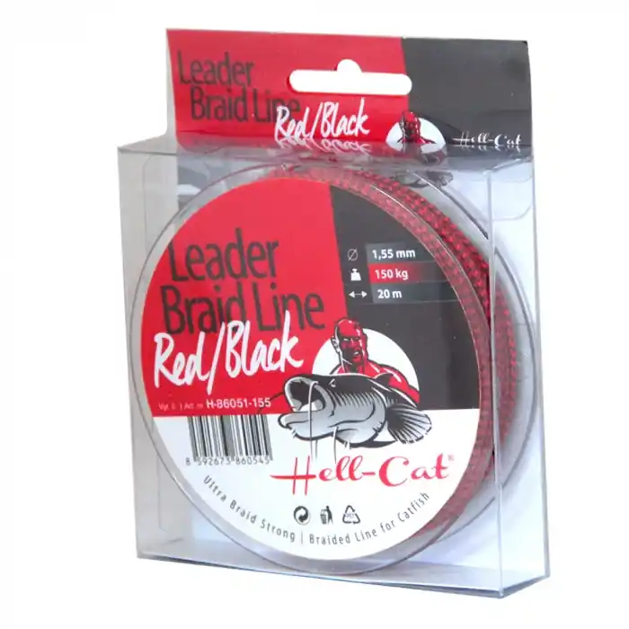 Mezi nejprodávanějšími | Návazcová Šňůra Hell-Cat Leader Braid Line Red/Black 20m 0,90mm/75kg