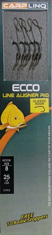 5ks - Hotový Návazec CarplinQ Ecco Line Aligner Classic 25lb Velikost 2 | Bezpečný nákup