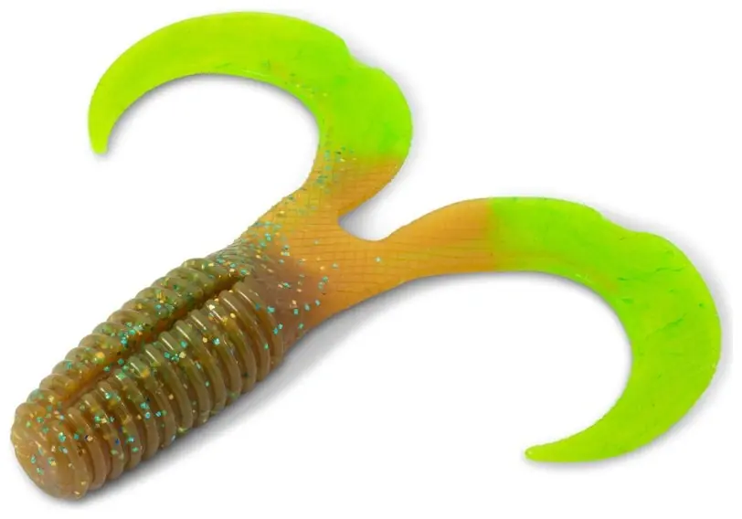 Nejprodávanější - Gumová nástraha Iron Claw Curly One Blue Glitter Chartreuse Orange 12cm