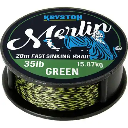 Kryston pletené šňůrky - Merlin fast sinking braid zelený 15lb 20m | Nabídka končí brzy