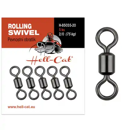 Hell-Cat Pevnostní obratlík Power Rolling Swivel 5ks vel.2/0 (75kg) - Nejprodávanější