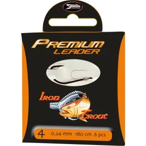 IRON TROUT návazec premium leader, 220 cm, vlasec 0,18 mm, háček č. 10, 10 ks/bal | Nejprodávanější