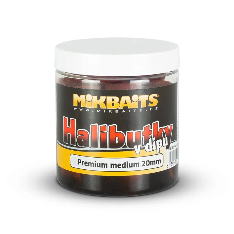 Mikbaits Halibutky v dipu 250ml Premium Halibut 20mm - Objednat nyní